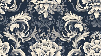 Luxury classic ornament featuring royal Victorian texture suitable for wallpapers prints textiles or fabrics Vintage floral damask seamless pattern in a Baroque style