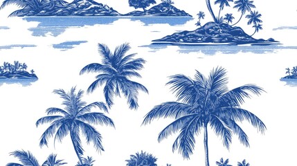 Obraz premium White and blue seamless island pattern for web design