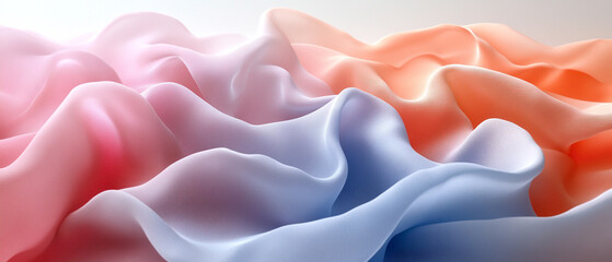 Obraz premium Colorful silk fabric waves creating an elegant and smooth texture, perfect for backgrounds in fashion or artistic designs.