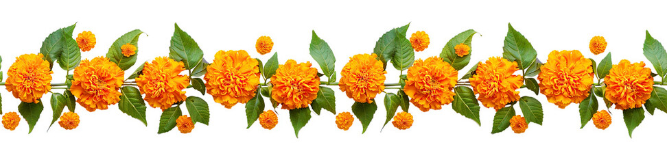 marigold garlands. Diwali. isolate. Seamless Bardur Pattern