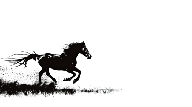Silhouette of a horse on a white background