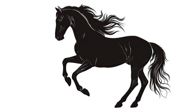 Silhouette of a horse on a white background