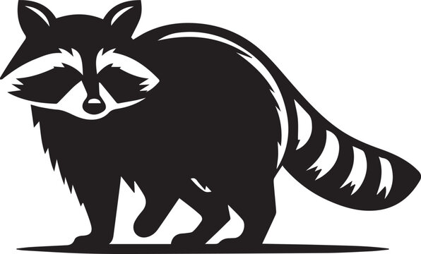 recommend clip art: Raccoon silhouette simple vector black and white full body