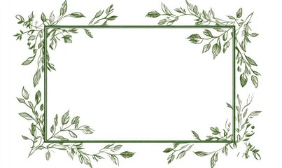 Line art illustration of a decorative square frame with a green border on a white background Border design concept