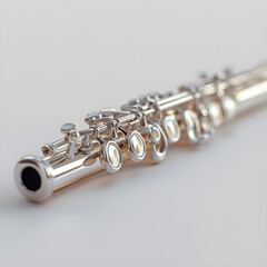 Fototapeta premium Close-Up of a Realistic High-Resolution Flute with Shimmering Silver Body and Keys Image