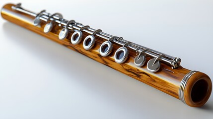 Fototapeta premium High-Resolution Flute Close-Up with Realistic Metal Finish and Precision Details Image