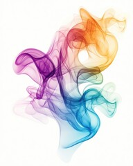 Line art illustration depicting colorful smoke against a white background