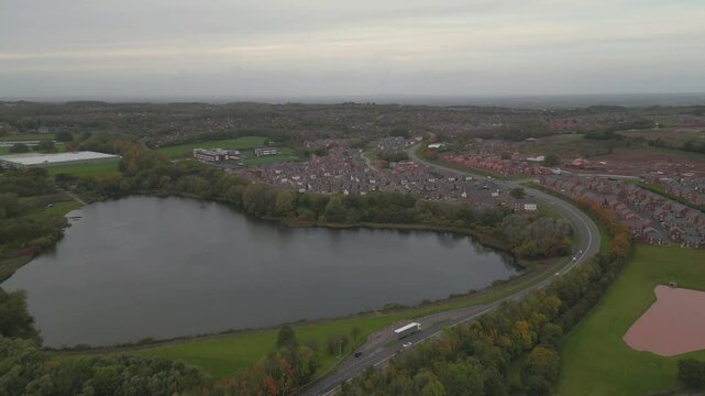 Telford Motorway aerial drone view