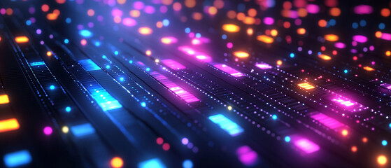 Obraz premium Vibrant digital background with colorful lights, perfect for technology, innovation, or abstract themes in design.