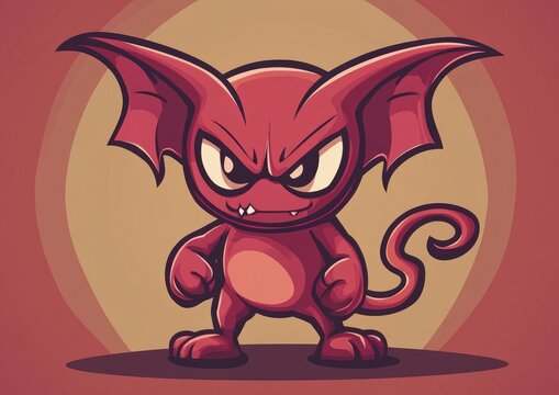 recommend clip art: Cartoon illustration of a small devil character in a line art style