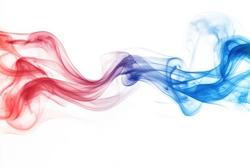 Abstract illustration of vibrant colorful smoke on a white background featuring shades of red and blue creating a visually appealing ink effect