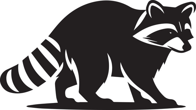recommend clip art: Raccoon silhouette simple vector black and white full body