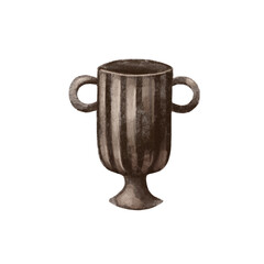 Vintage coffee tea mug, jug, pot, cup greeting card. Tea time card. Brown, Grey, Beige colors, kitchen sticker