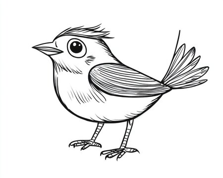 recommend clip art: Line art illustration featuring a whimsical cartoon style bird