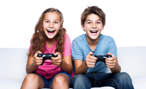 Child white background togetherness technology.