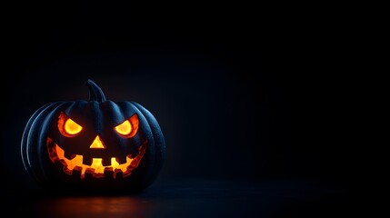 Spooky Jack-o'-Lantern Glowing in Darkness