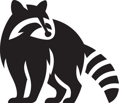 recommend clip art: Raccoon silhouette simple vector black and white full body
