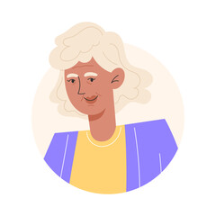 User icon with elderly woman with gray hair in flat style