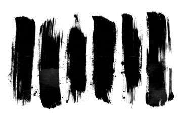 This image features five distinct vertical black paintbrush markings on a white background, clear and strong, suitable for creative designs.