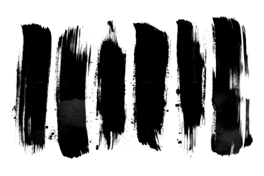 This image features five distinct vertical black paintbrush markings on a white background, clear and strong, suitable for creative designs.