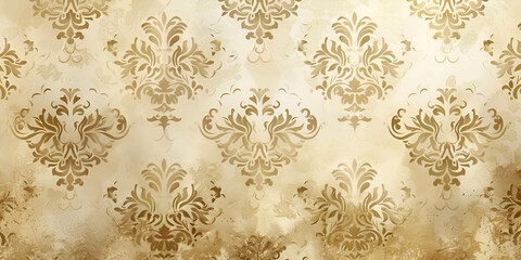 Fototapeta premium Vintage Golden Damask Wallpaper Texture