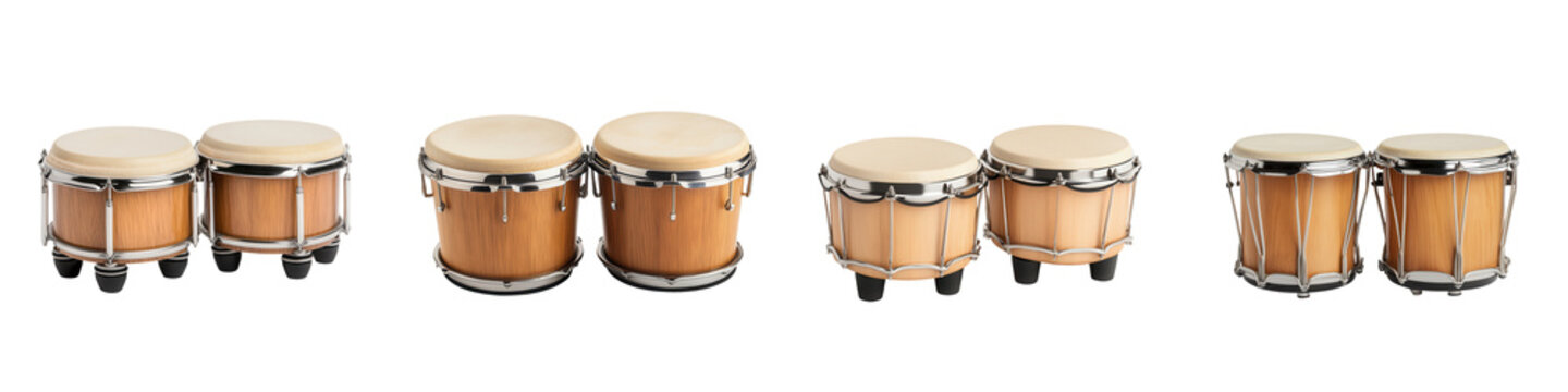 Bongos, wooden drums, isolated on a white background, perfect for music themes. transparent background