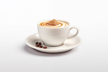 Fototapeta premium Cup of coffee on white background. PNG. Cut out. Coffee related themes. Coffee sale. Coffee purchase. Image for graphic designer. Image for flyers. Image for website.