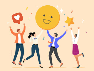 Employee happiness at work or team motivation success