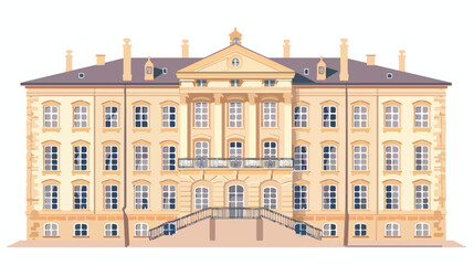 Historic European Building Facade Illustration Flat Design