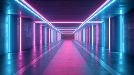 Fototapeta premium empty virtual futuristic neon light corridor background