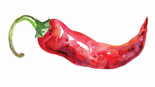 Vibrant Hot Chili Pepper Watercolor Isolated on White Background