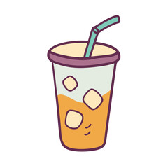 Iced Americano or cold brew coffee cup stock illustration
