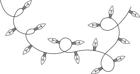 Christmas string lights on white background. Symbol editable stroke.