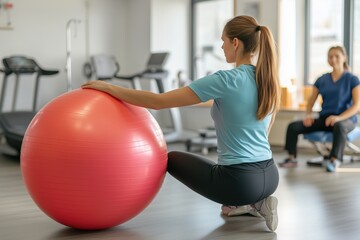 Rehabilitation exercises for the spine on a fitness ball