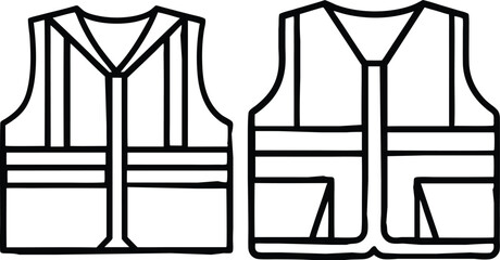 Safety vest icon. High visibility jacket symbol. Protective safety clothing with reflective stripes. Vector illustration 