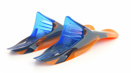 Training fins for improving leg strength and technique in swimming isolated on white background