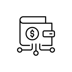 Digital wallet outline icons, accounting minimalist vector illustration ,simple transparent graphic element .Isolated on white background