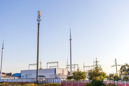 Image of the lightning rods at the power substation. Clean energy