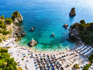 Piso Krioneri beach in Parga, in Preveza, Epirus, Greece