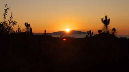 Summer sunset with the island of La Palma in the background