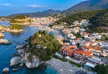 Naklejka premium Aerial view of Parga, in the region of Preveza in Epirus, Greece