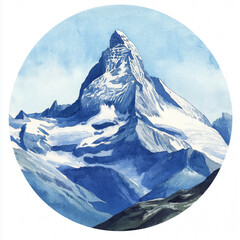 Obraz premium Matterhorn circle watercolor painting. Matterhorn
