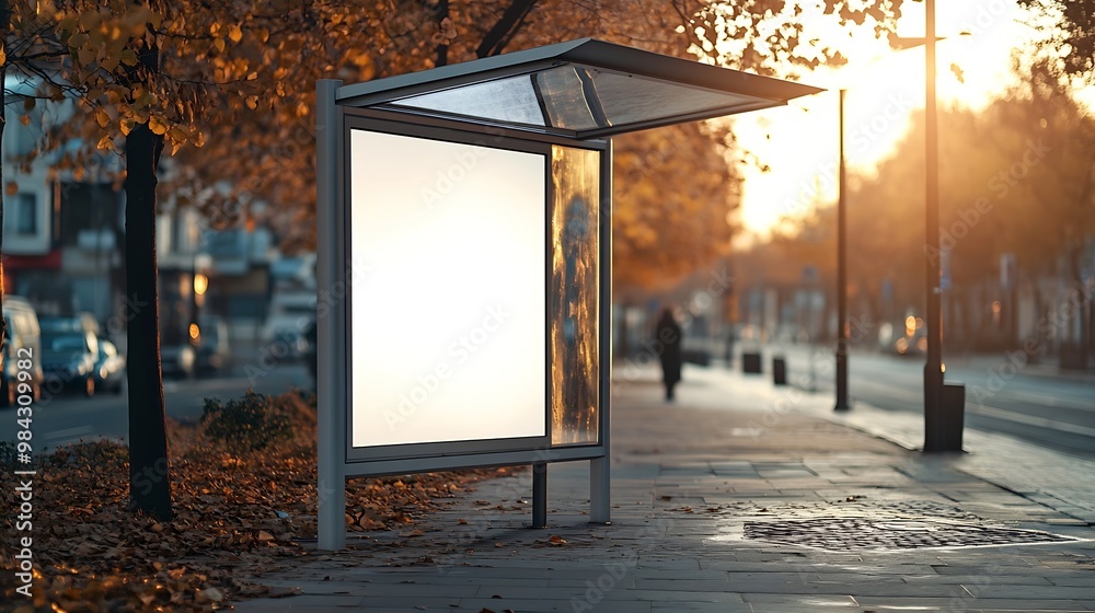 Aufkleber bus shelter at busstop blank white lightbox empty billboard bus shelter ad glass and aluminum struct