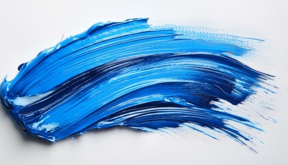 neon blue oil brush stroke on white background