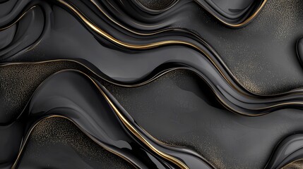 Naklejka premium A mesmerizing pattern of fluid, ribbon-like shapes with gold highlights, creating a soft, luxurious effect.