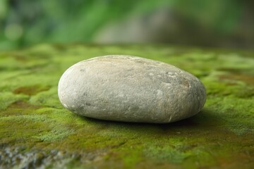 Smooth stone on green background, evoking natural beauty Vertical Mobile Wallpaper