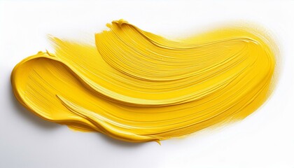 neon yellow oil brush stroke on white background