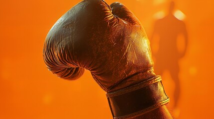 One hand in a boxing glove gripping the laces of the other glove, tightening them. Bright lighting with a clean background.