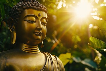 Golden Buddha Statue in Sunlight