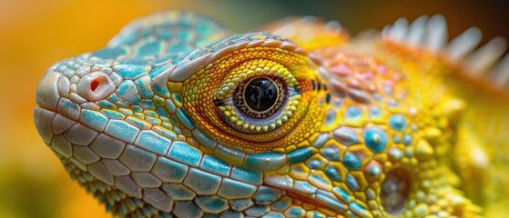 Fototapeta premium Colorful Lizard with Vibrant Scales and Detailed Eye